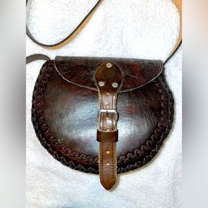 Made in Mexico Aztec Calendar Leather Crossbody Purse